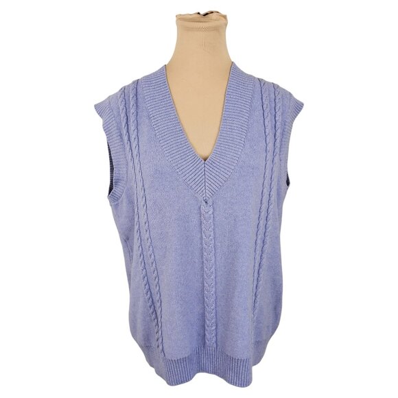 Sunday Best Aritzia Winston Light Purple Pastel Sweater Vest Cable Knit Sz M - Picture 1 of 9